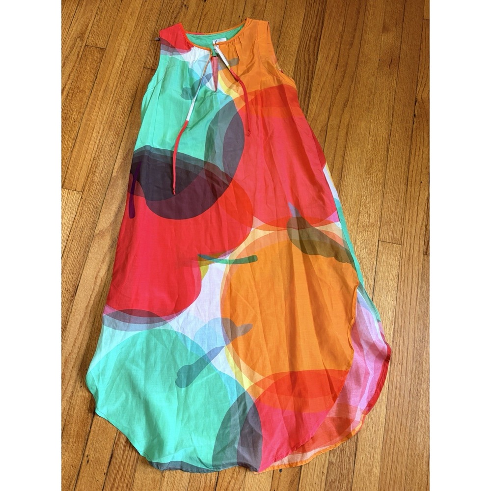 Finley Anna Abstract Apple Sleeveless Slip Dress XS Cotto Silk Blend